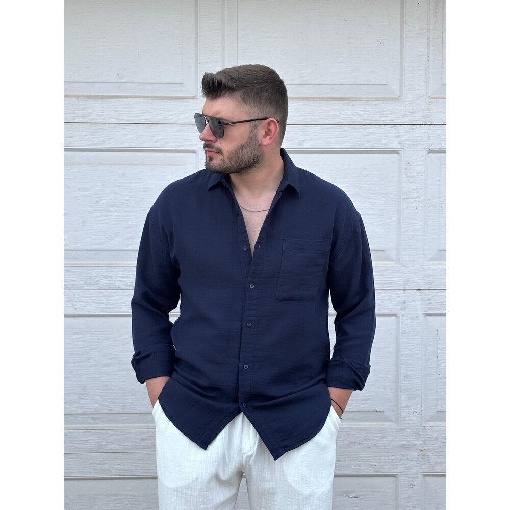 CEPLİ KETEN GÖMLEK