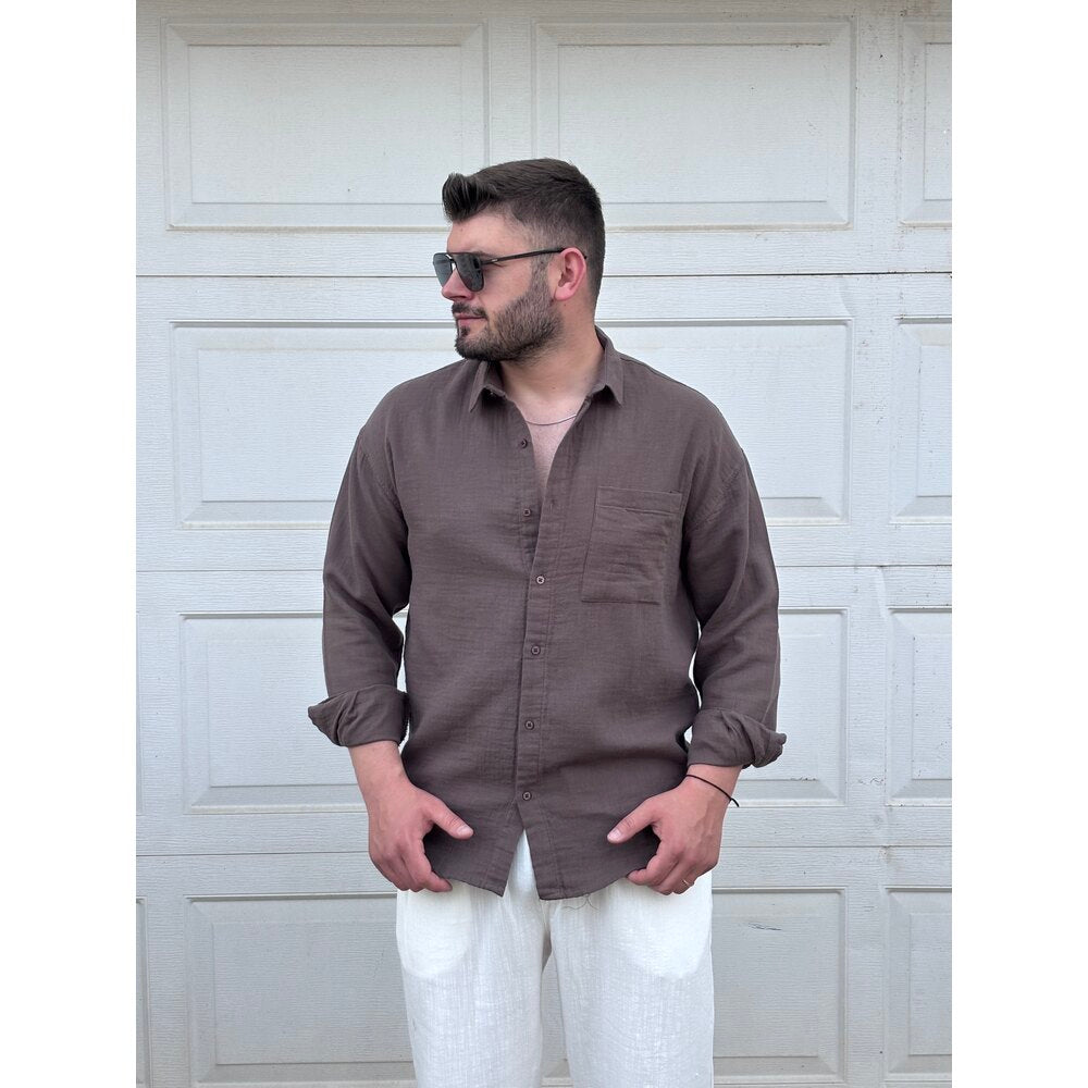 CEPLİ KETEN GÖMLEK