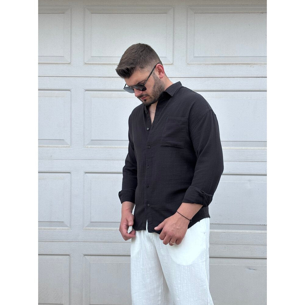 CEPLİ KETEN GÖMLEK