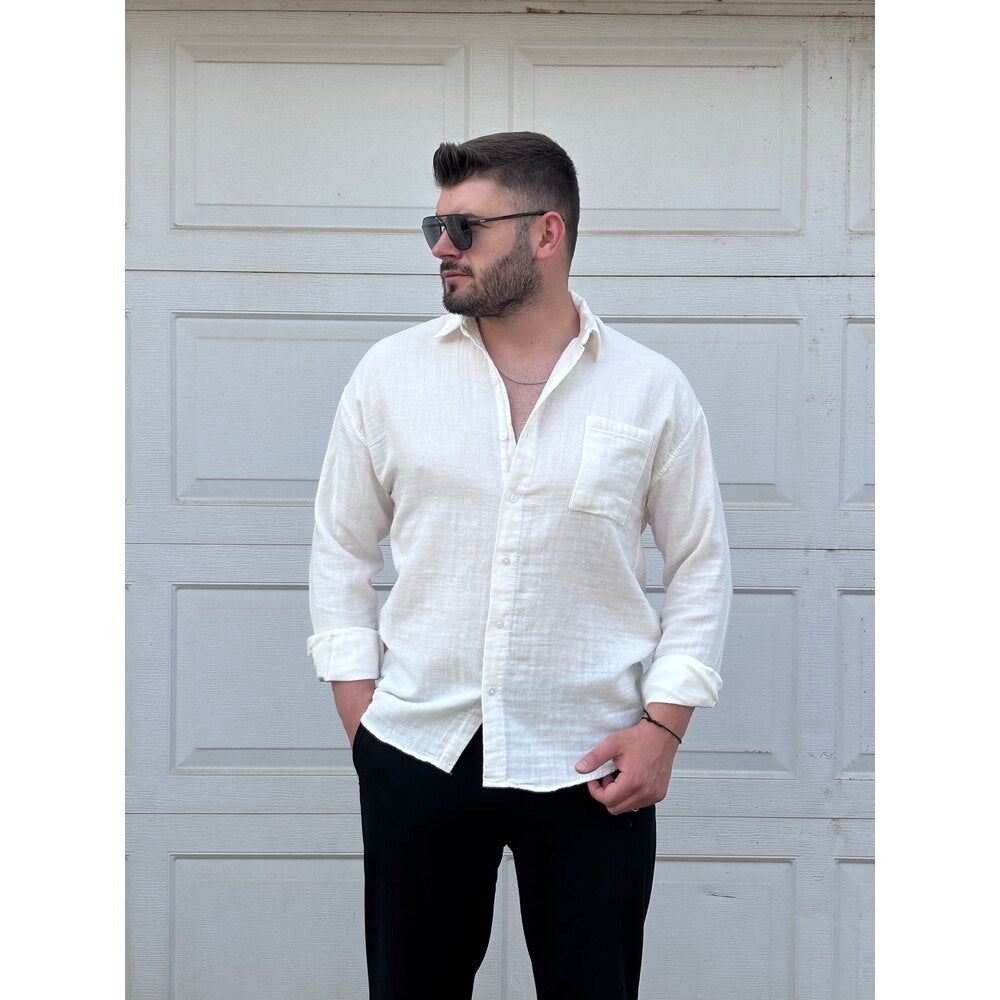 CEPLİ KETEN GÖMLEK