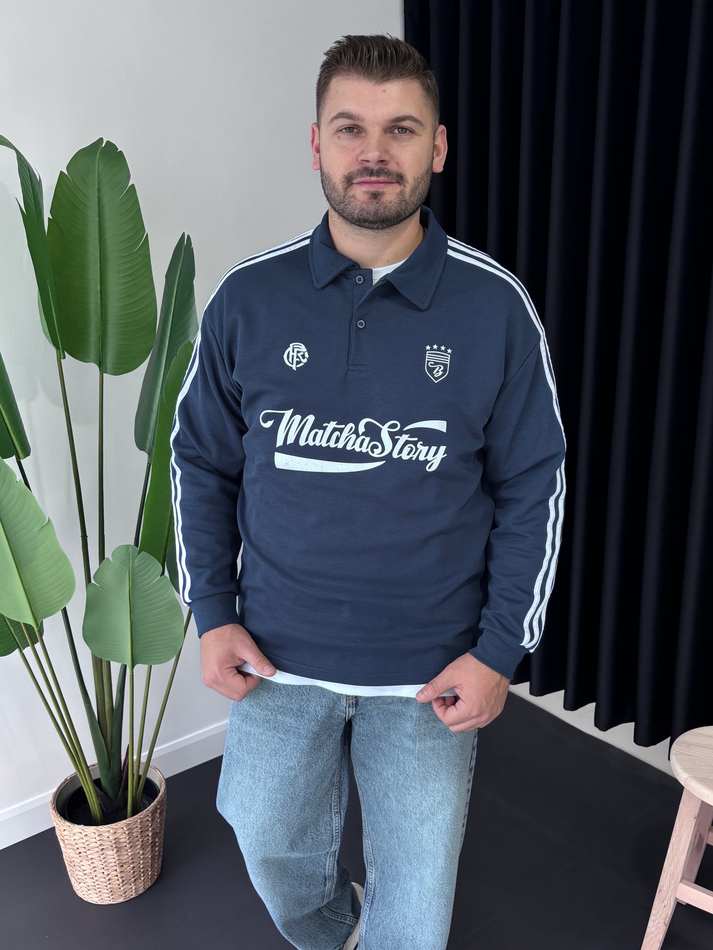 Matcha Story Polo Yaka Sweatshirt