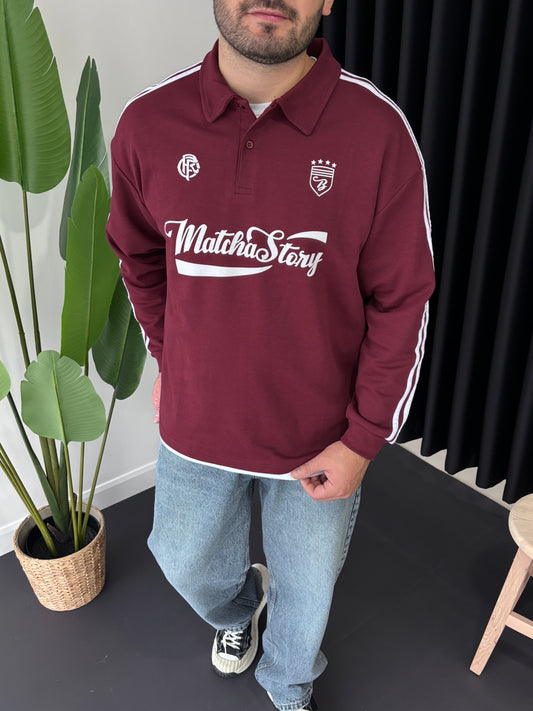 Matcha Story Polo Yaka Sweatshirt