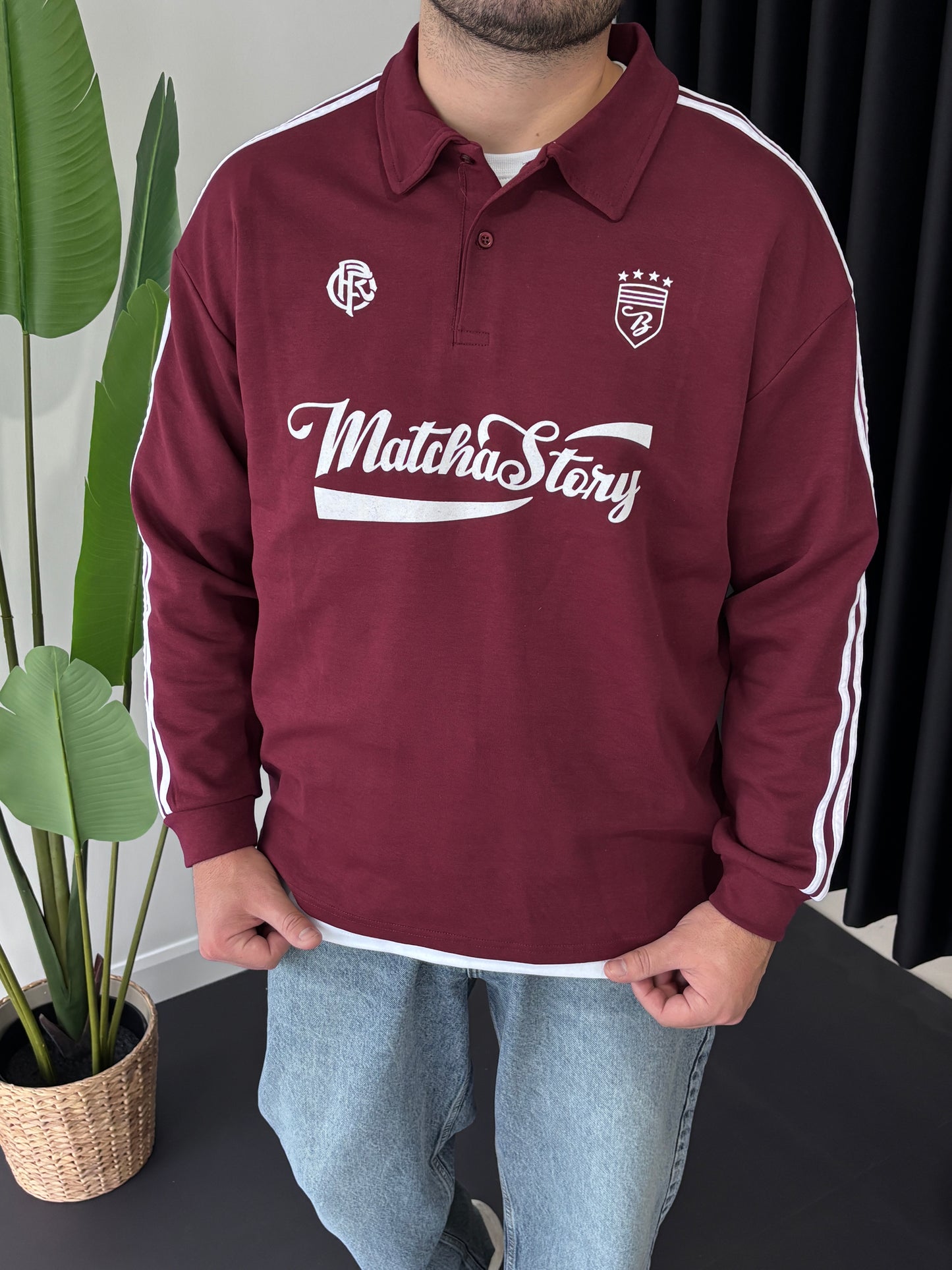 Matcha Story Polo Yaka Sweatshirt