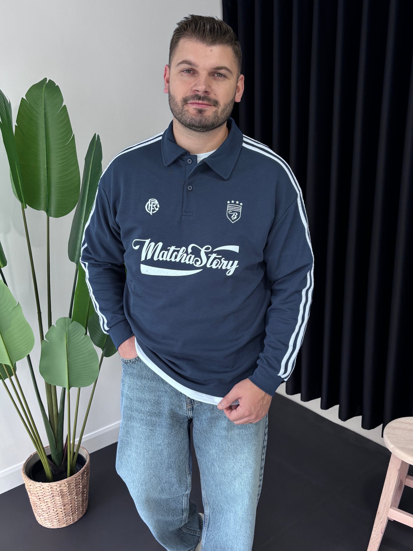 Matcha Story Polo Yaka Sweatshirt