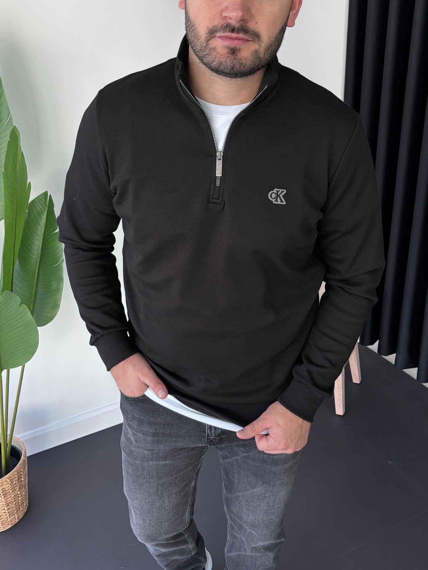 Premium Ck Yarım Fermuarlı Sweatshirt