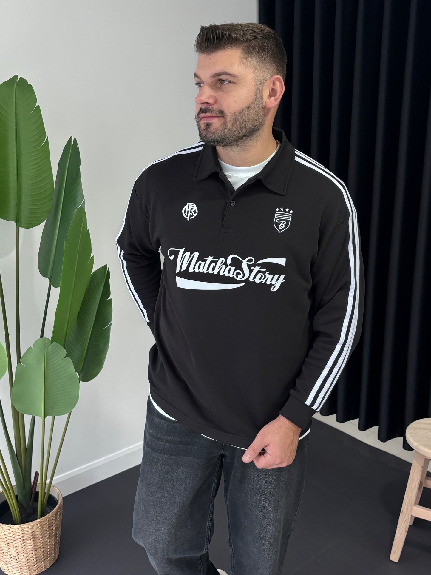 Matcha Story Polo Yaka Sweatshirt