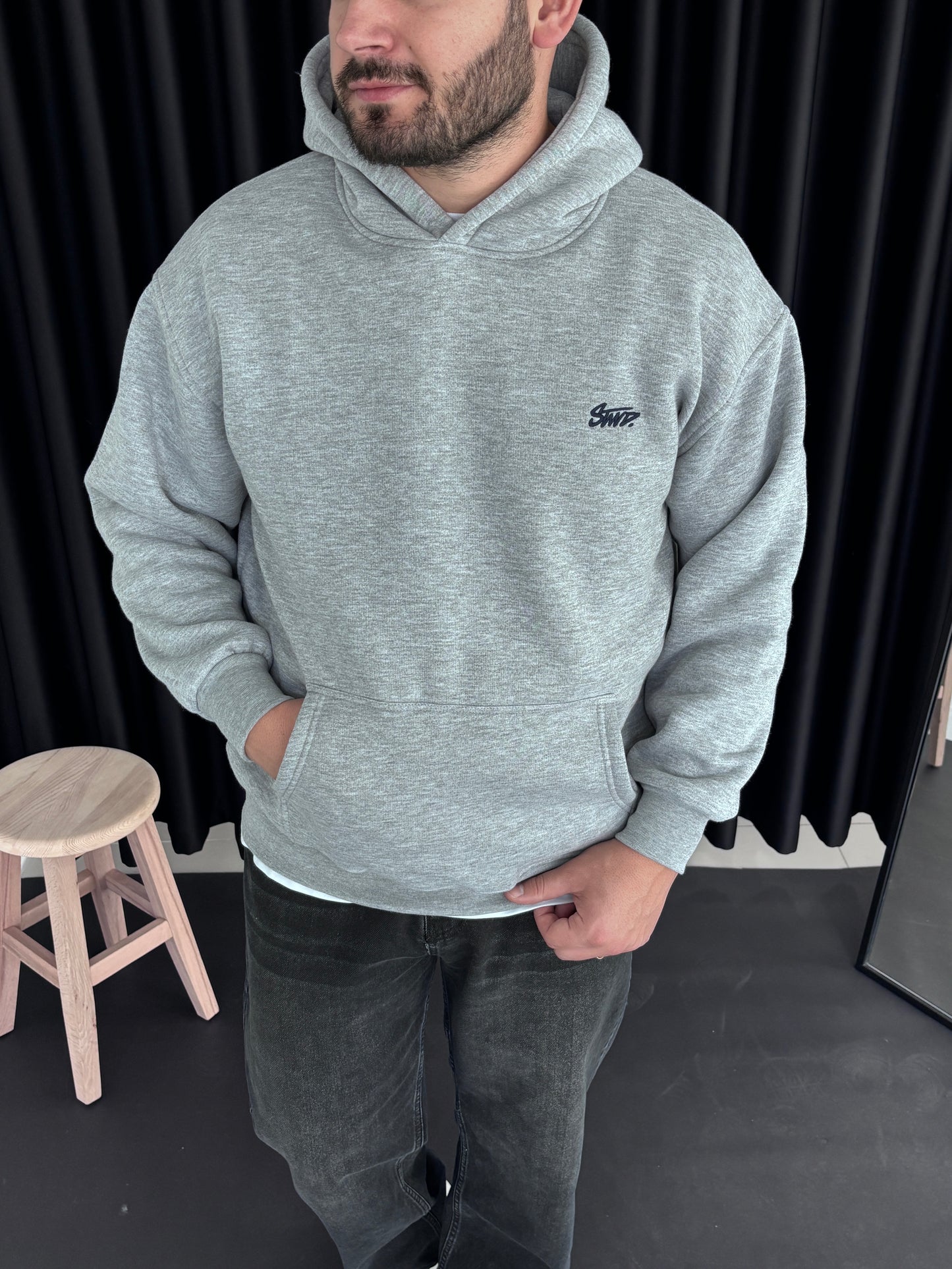 SW Kapşon Göğüs Nakışlı Sweatshirt