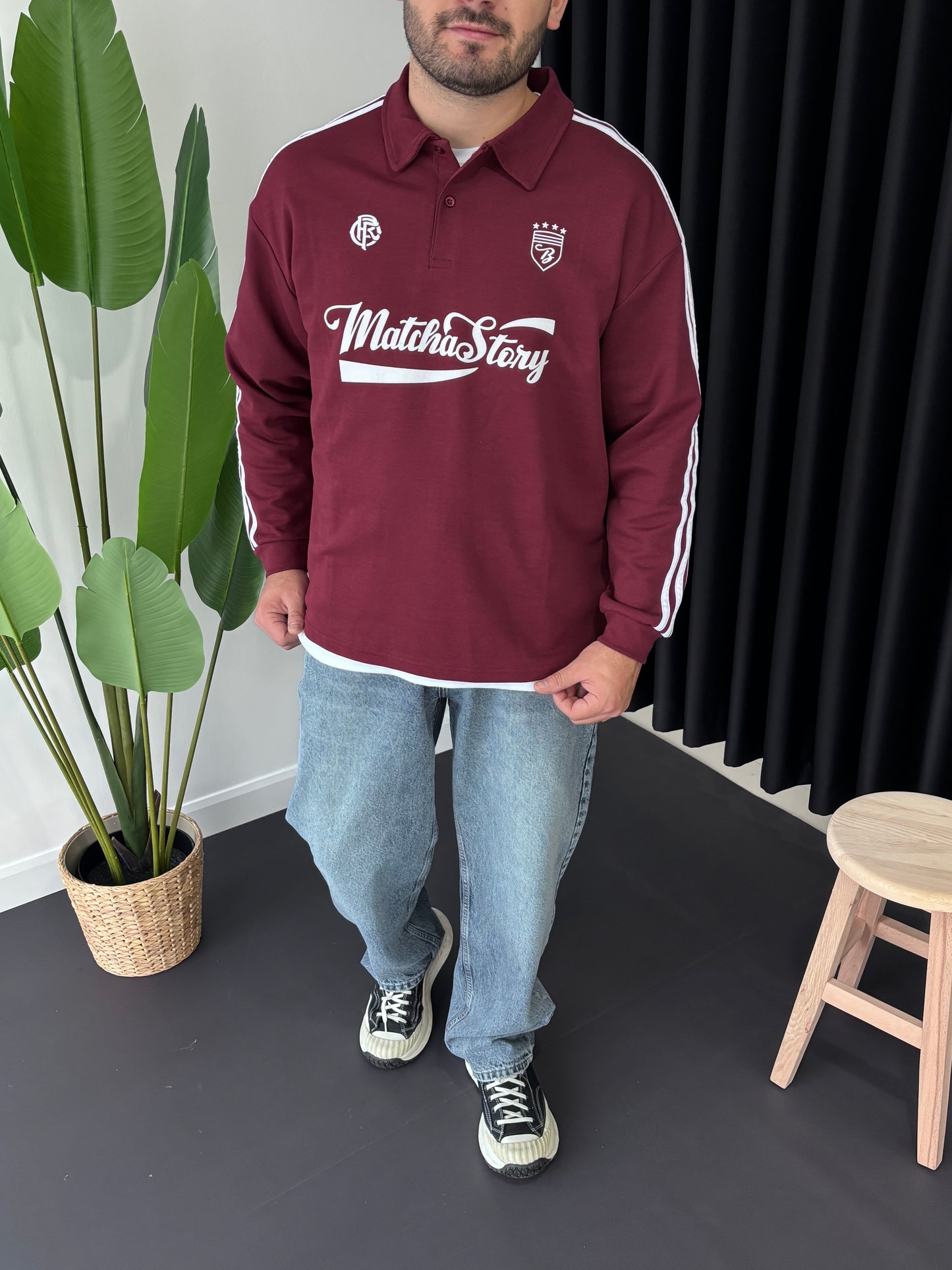 Matcha Story Polo Yaka Sweatshirt