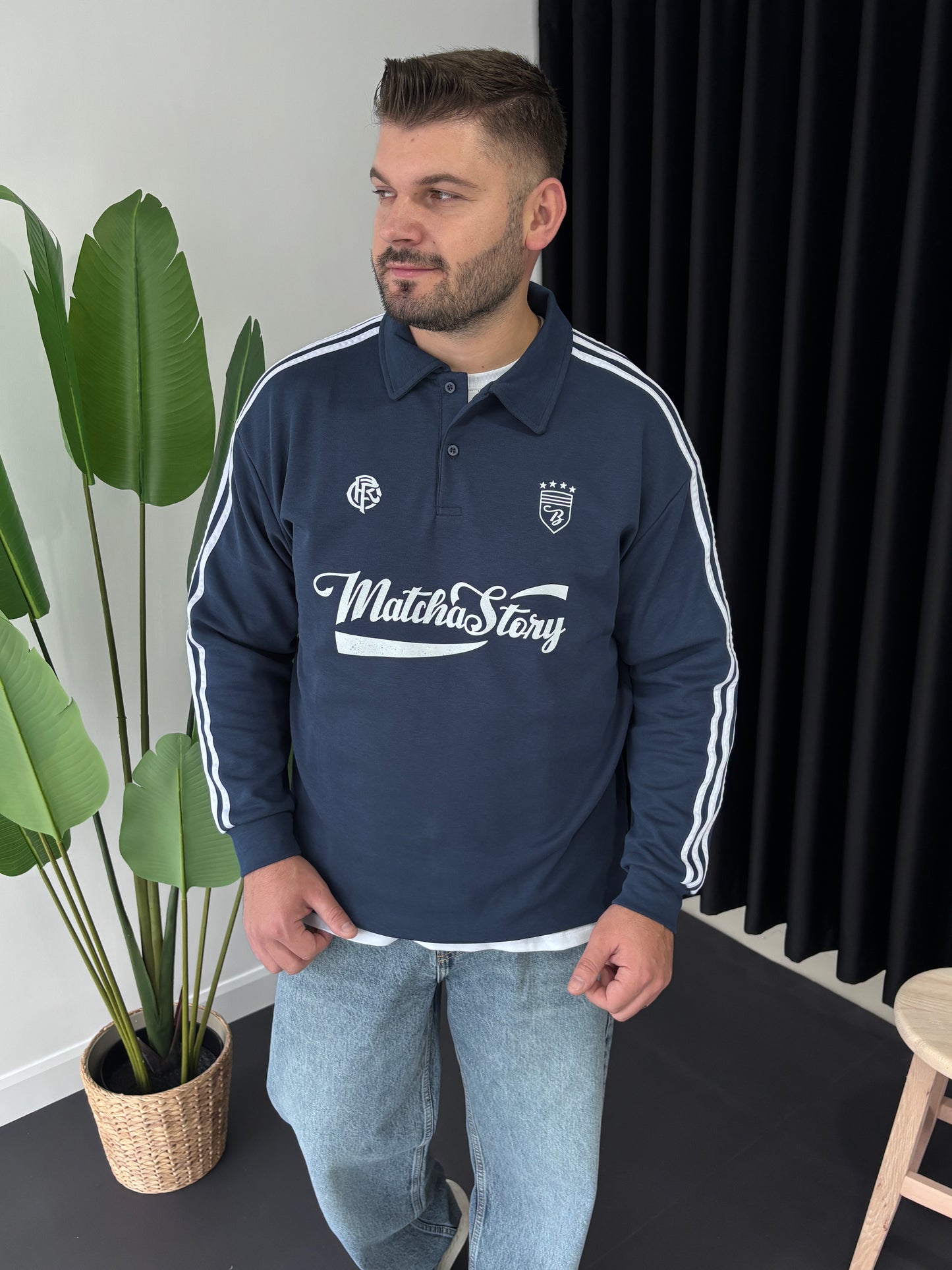 Matcha Story Polo Yaka Sweatshirt