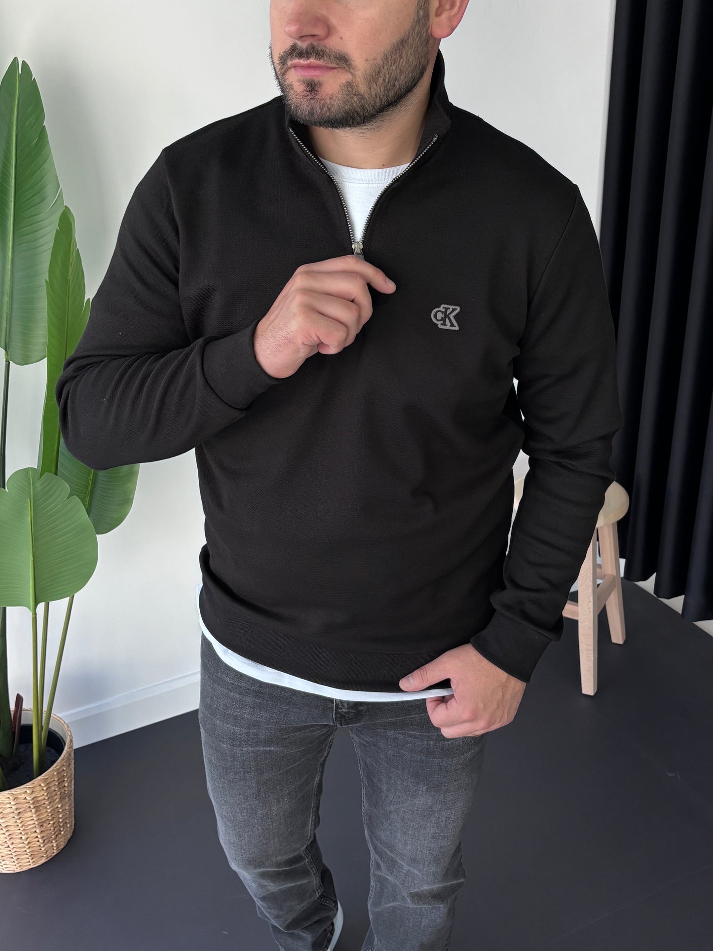 Premium Ck Yarım Fermuarlı Sweatshirt