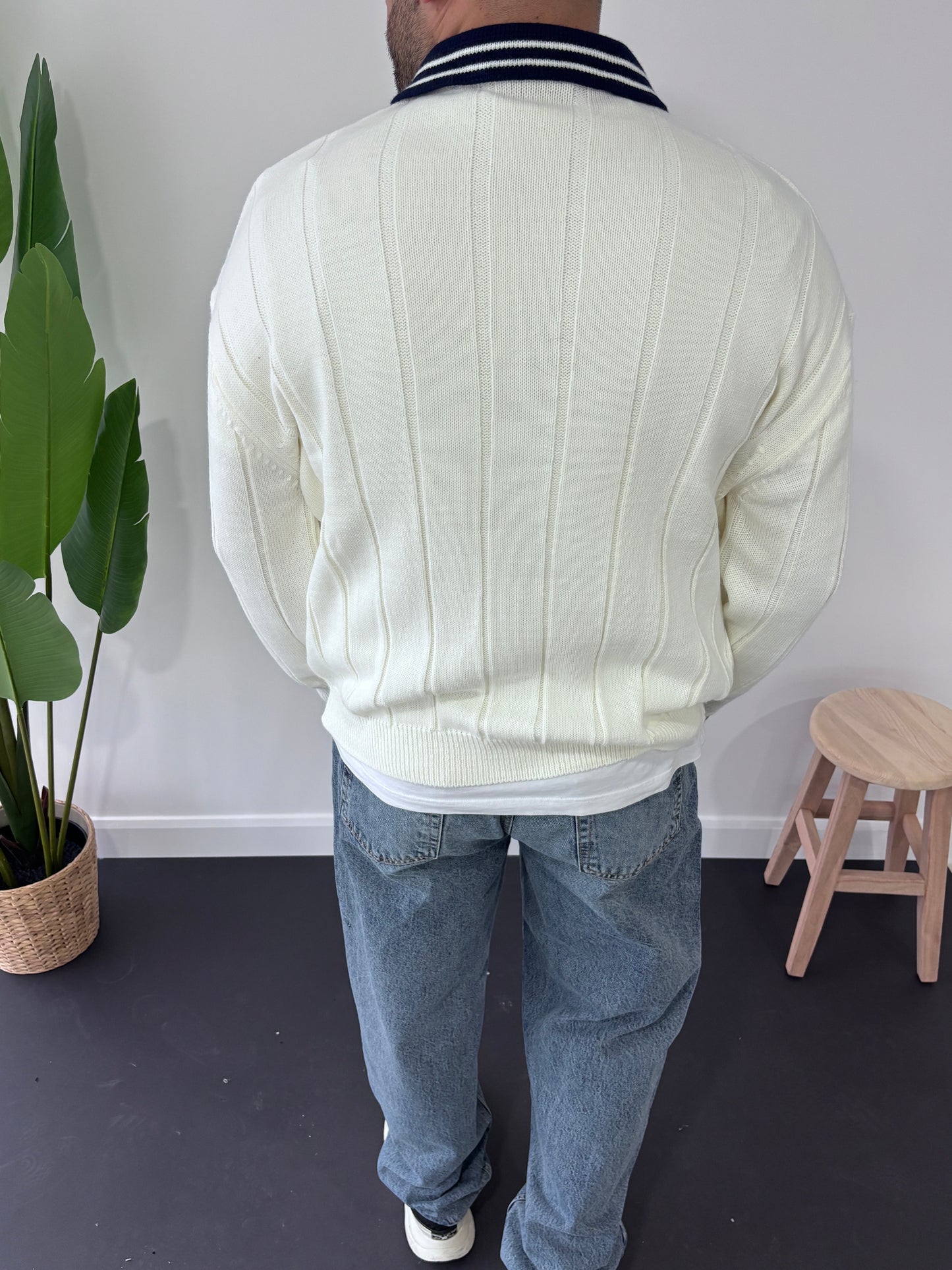 Cadillac Nakışlı Polo Yaka Triko Sweatshirt