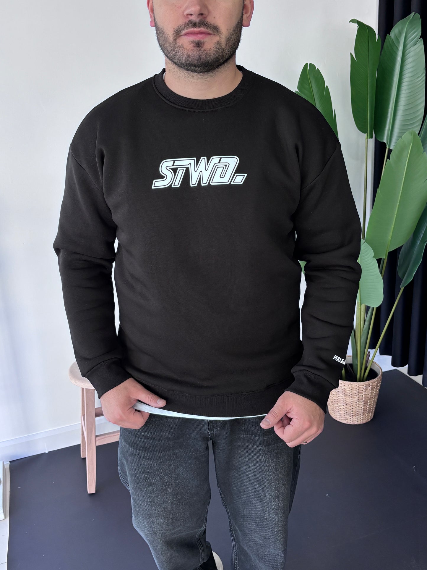 SW Göğüs Baskı Sweatshirt