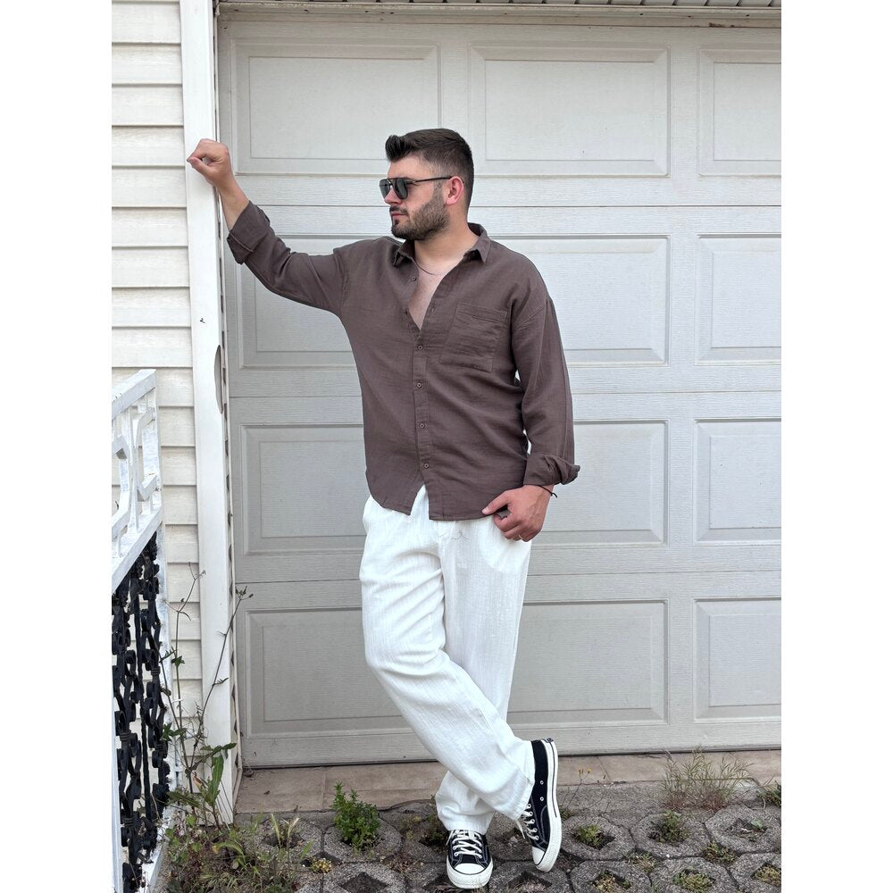 CEPLİ KETEN GÖMLEK