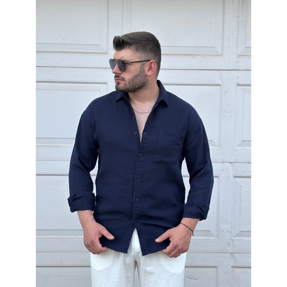 CEPLİ KETEN GÖMLEK