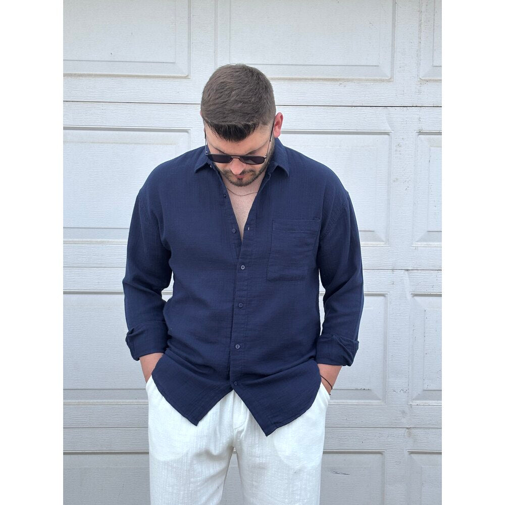 CEPLİ KETEN GÖMLEK