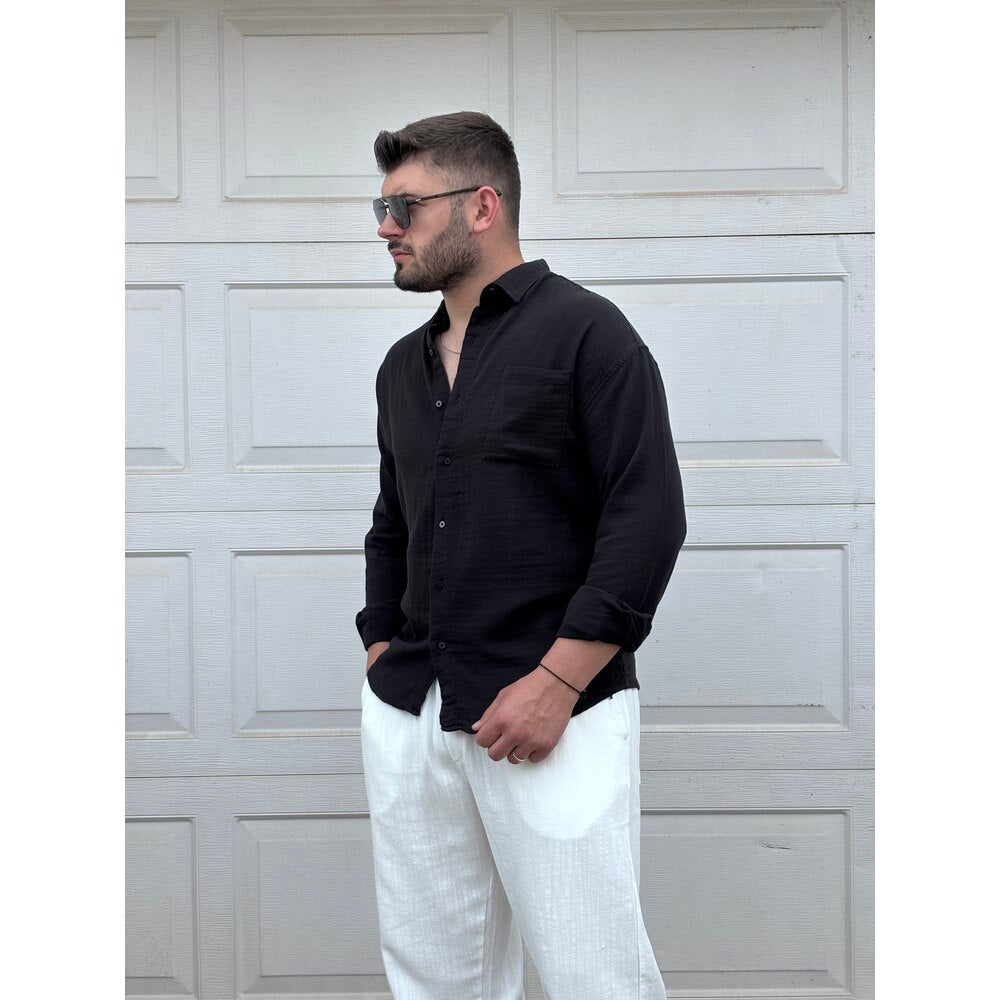 CEPLİ KETEN GÖMLEK