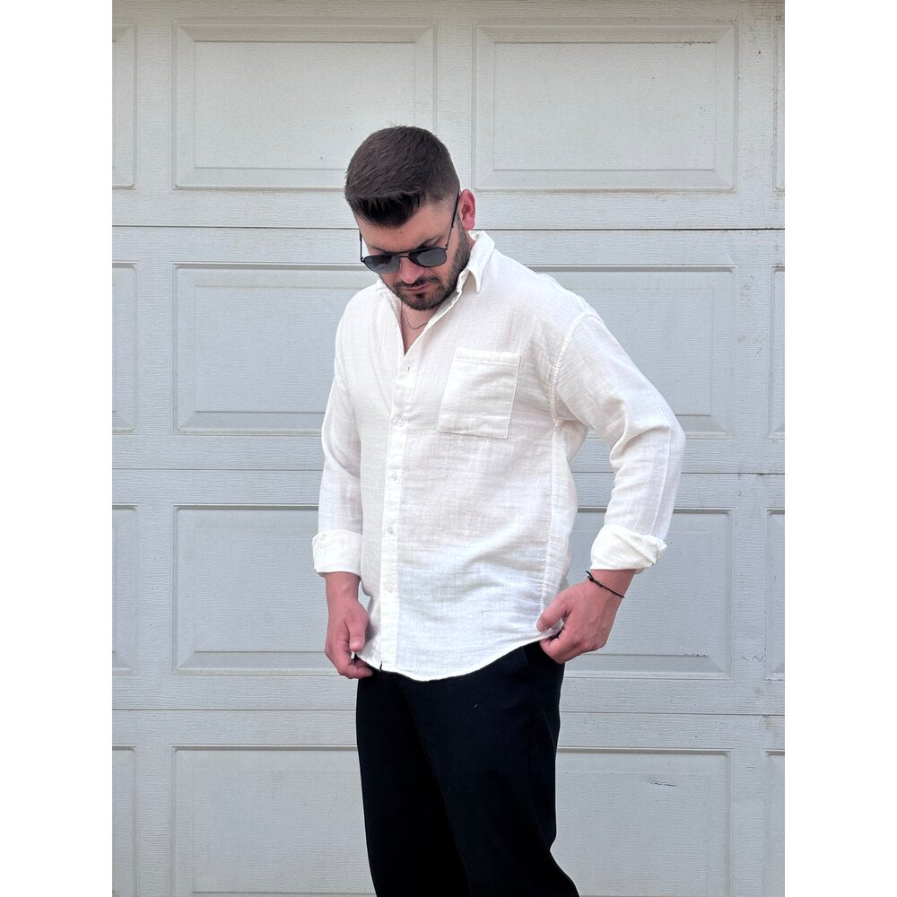 CEPLİ KETEN GÖMLEK