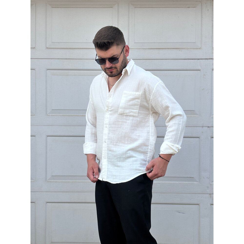 CEPLİ KETEN GÖMLEK