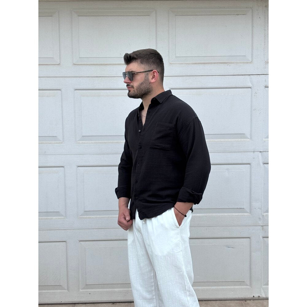 CEPLİ KETEN GÖMLEK