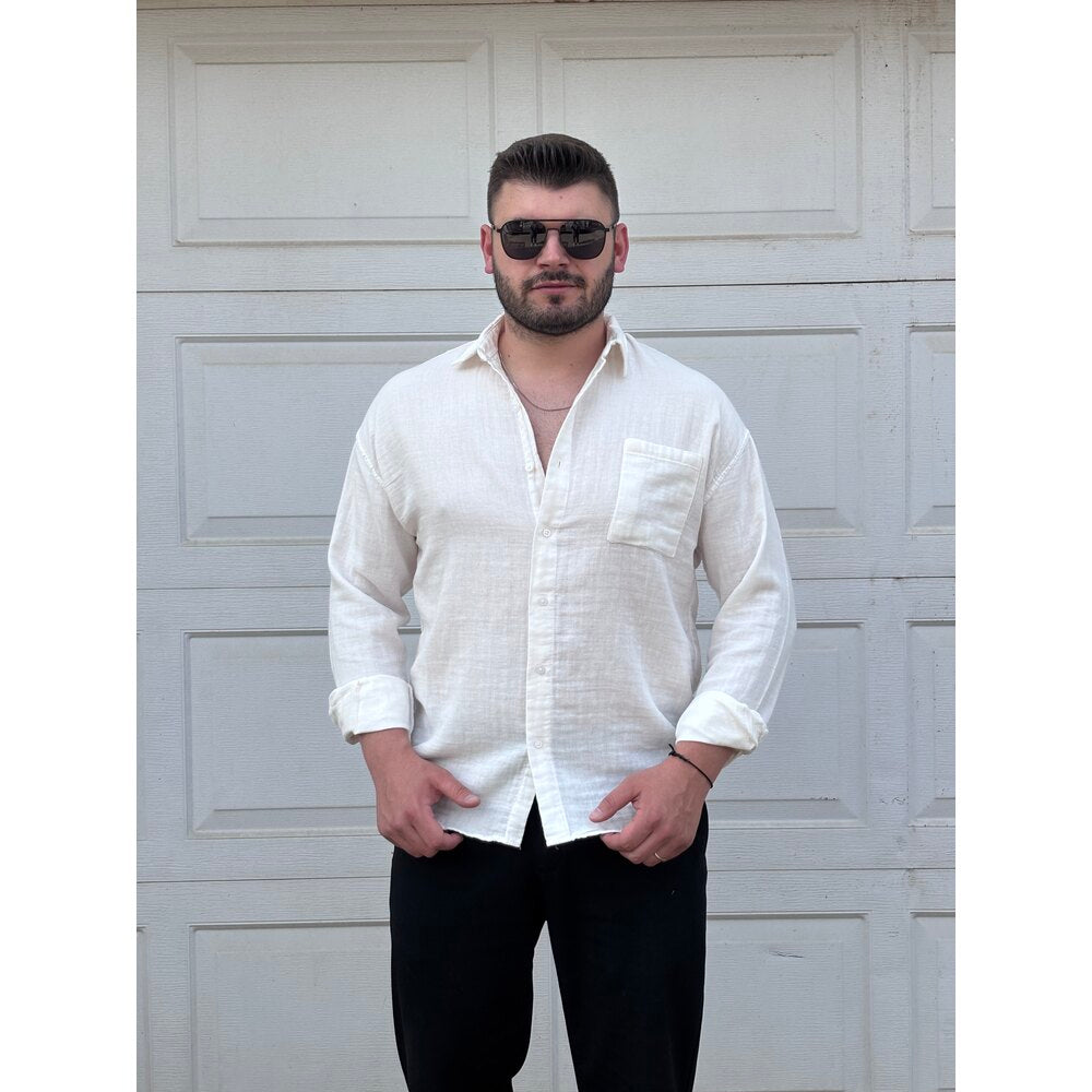 CEPLİ KETEN GÖMLEK