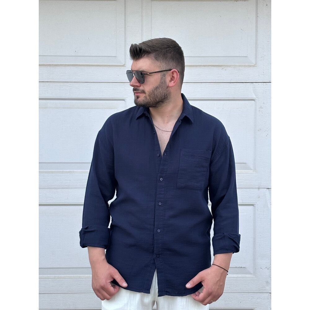 CEPLİ KETEN GÖMLEK