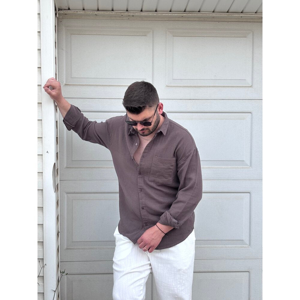 CEPLİ KETEN GÖMLEK