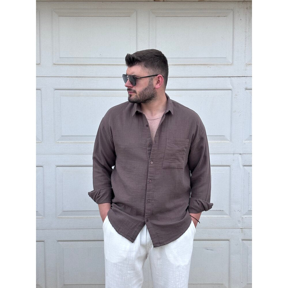 CEPLİ KETEN GÖMLEK