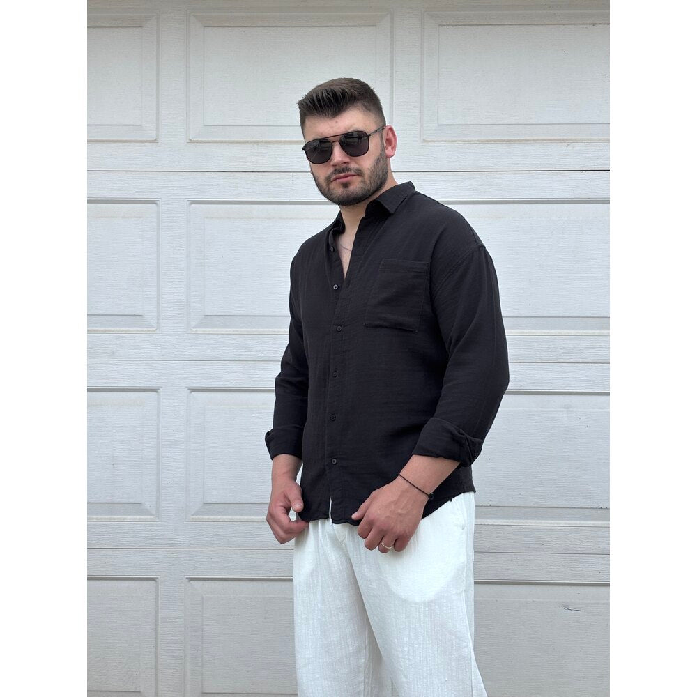 CEPLİ KETEN GÖMLEK