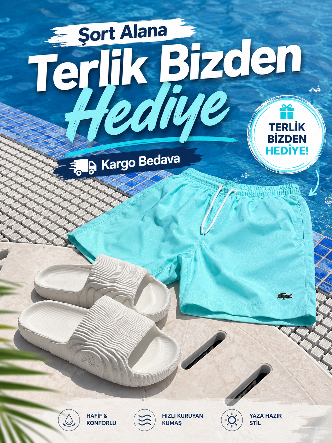 ŞORT ALANA TERLİK BEDAVA Mint Şort
